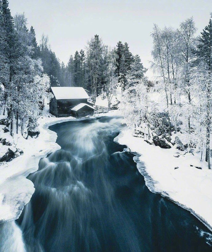 芬兰的雪中世界美景图片