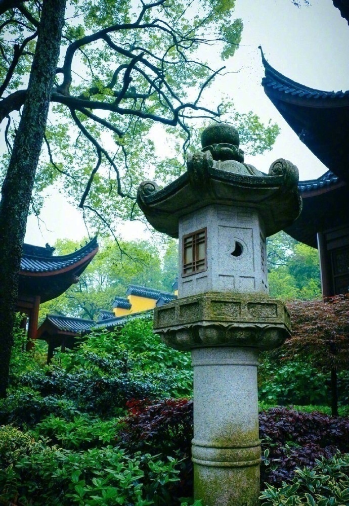 绿意盎然杭州灵隐寺美景图片