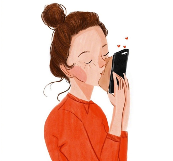 水彩插画女生头像图片