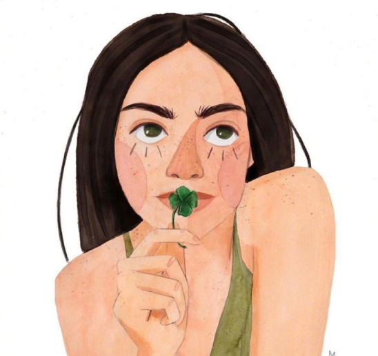 水彩插画女生头像图片