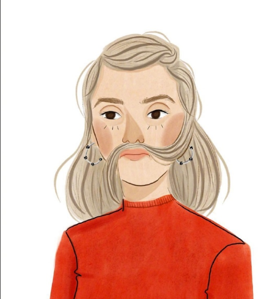 水彩插画女生头像图片