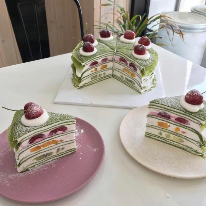 抹茶千层蛋糕图片