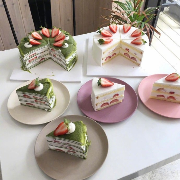 抹茶千层蛋糕图片