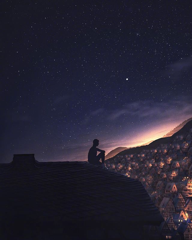 夜晚星空唯美风景图片