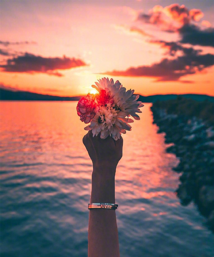 唯美意境海边夕阳图片