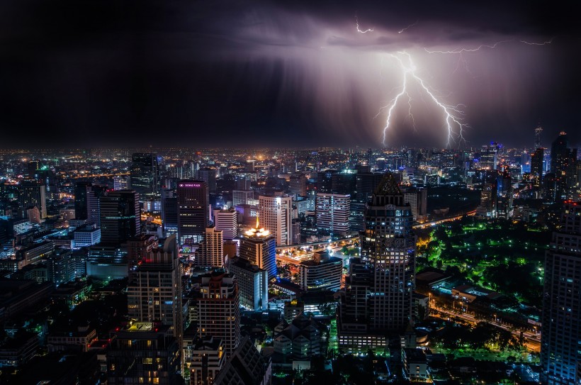 暴风雨的前奏闪电风景图片