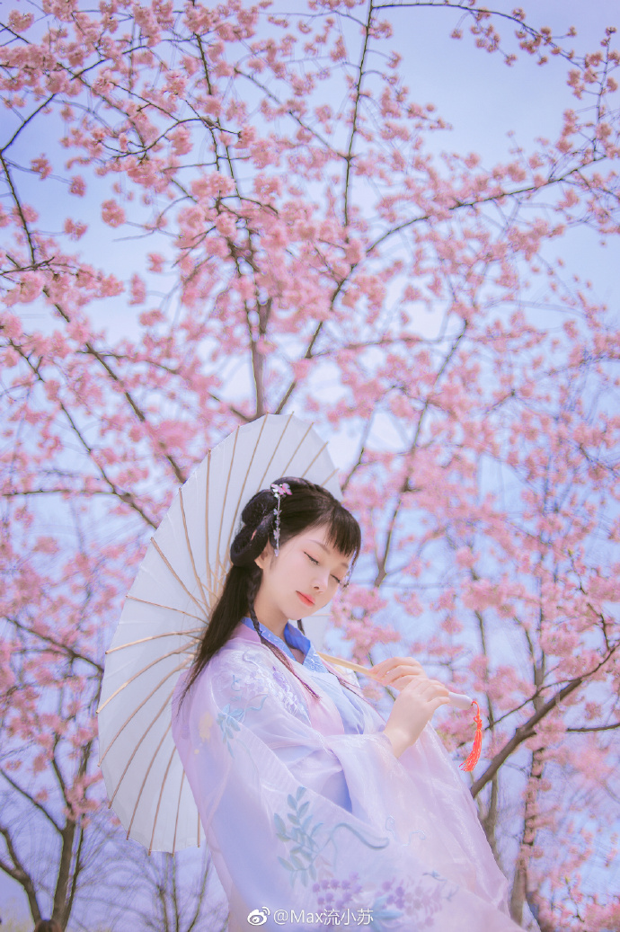 清纯美女Candy闻馨樱花汉服写真图片