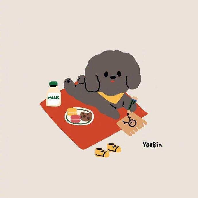 插画师Yoonbin笔下超可爱的狗狗插画头像图片