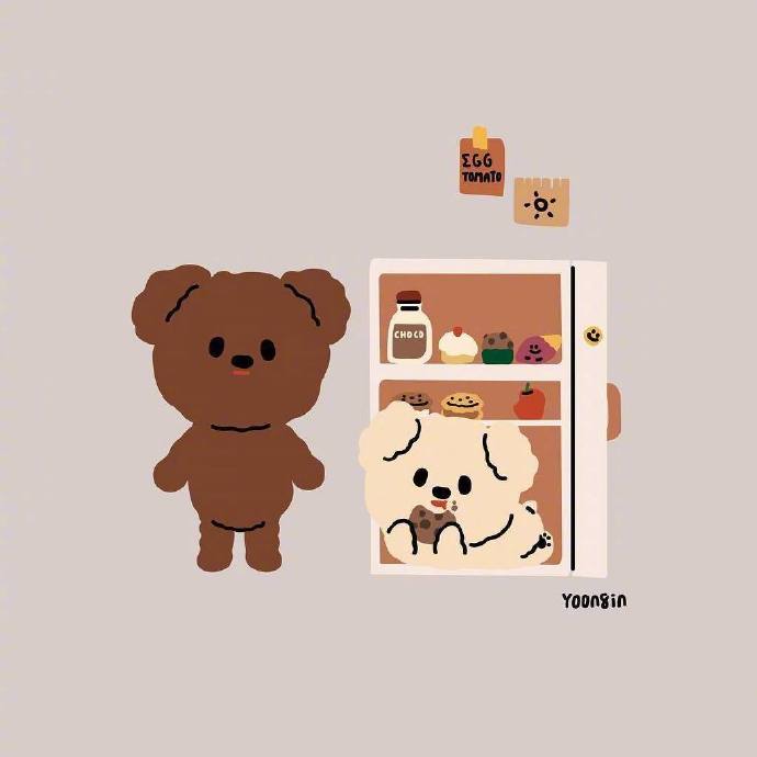 插画师Yoonbin笔下超可爱的狗狗插画头像图片