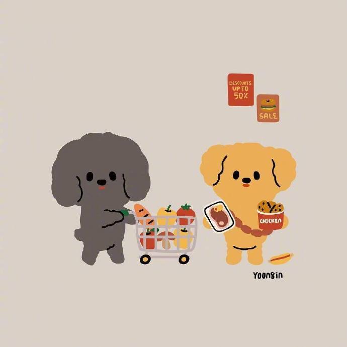 插画师Yoonbin笔下超可爱的狗狗插画头像图片