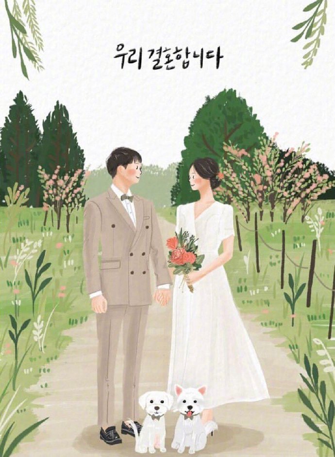 插画婚礼请柬图片