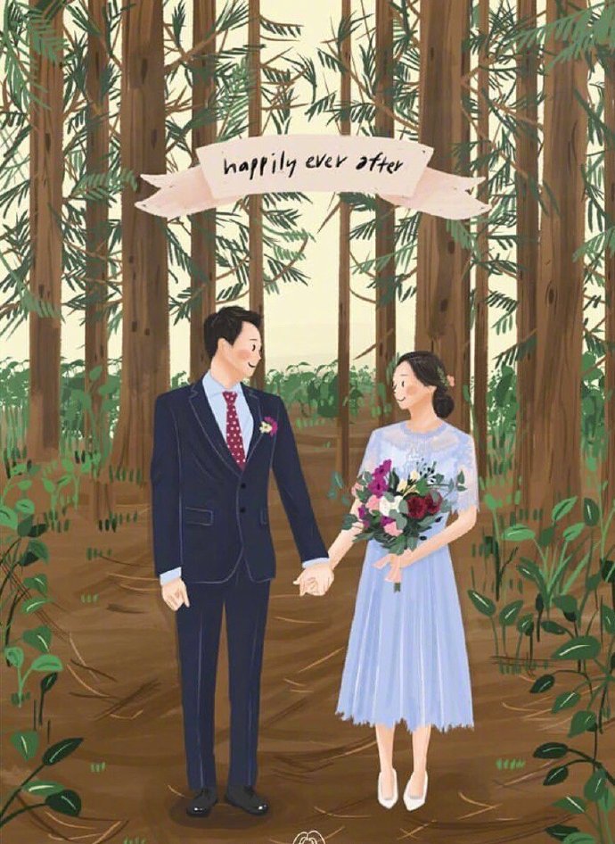 插画婚礼请柬图片