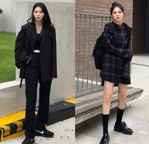 高个子女生酷酷的出街穿搭有型就是时尚