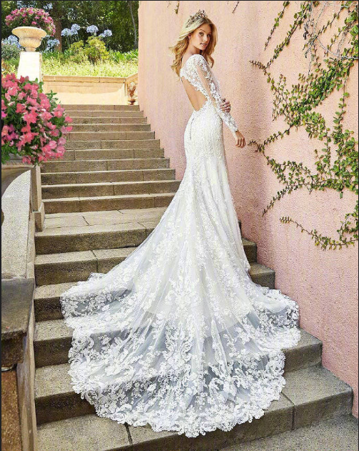 漂亮的露背婚纱图片