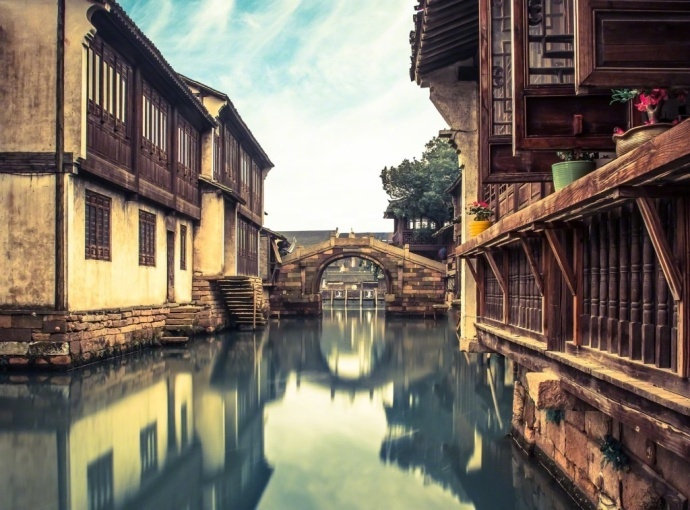 古镇风景图片 青砖黛瓦是江南不见故人伞
