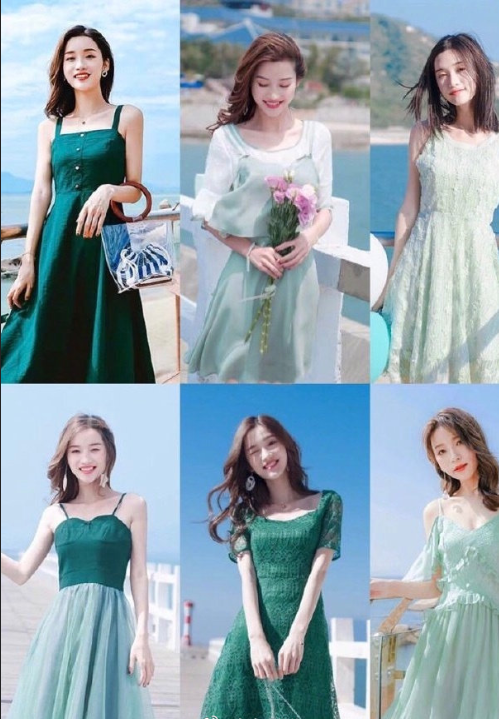 好看的春夏小绿裙子款式图