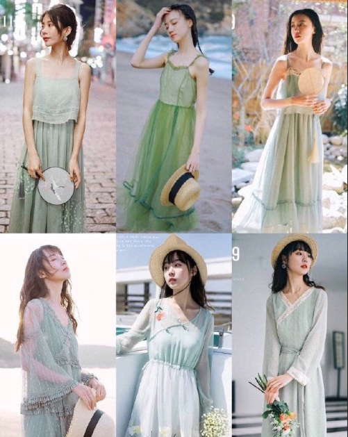 好看的春夏小绿裙子款式图
