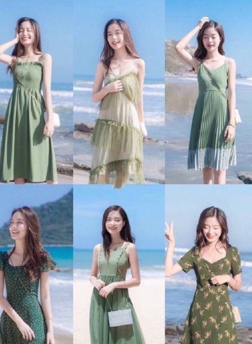 好看的春夏小绿裙子款式图