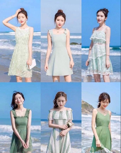 好看的春夏小绿裙子款式图