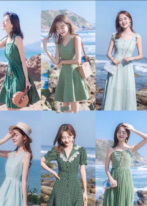 好看的春夏小绿裙子款式图
