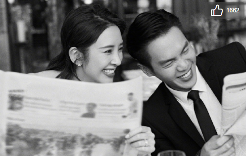 明星夫妻张若昀唐艺昕婚纱照图片
