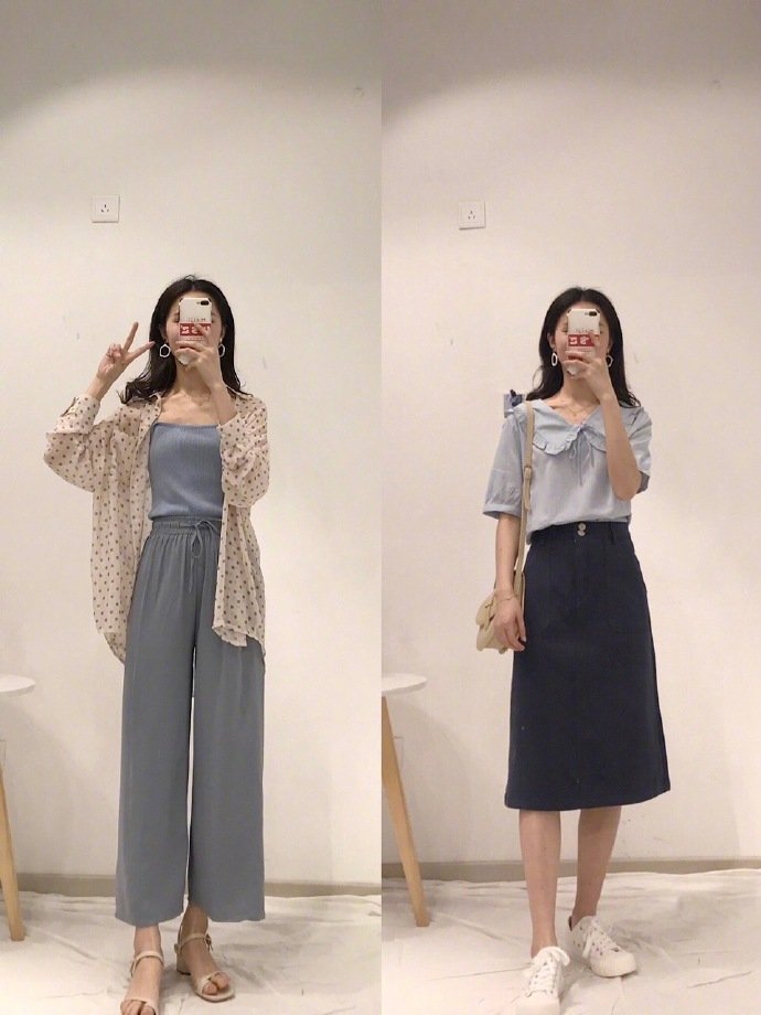 清新美女简单的夏季服装搭配图片