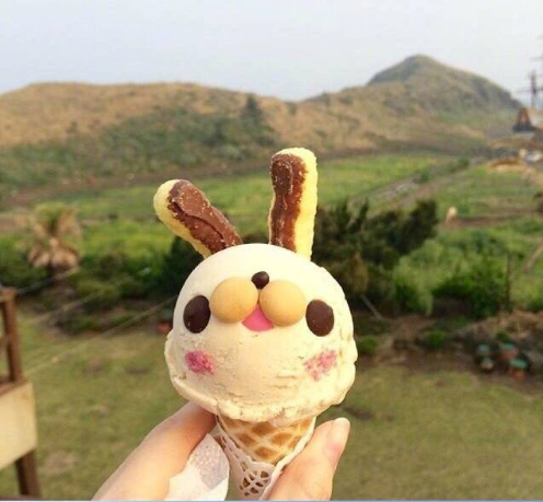 济州岛chichipong兔子冰淇淋图片 可爱甜品图片