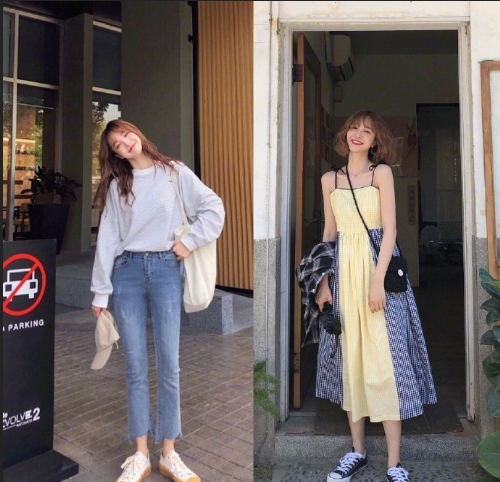 街拍美女图片 韩系少女感减龄穿搭分享