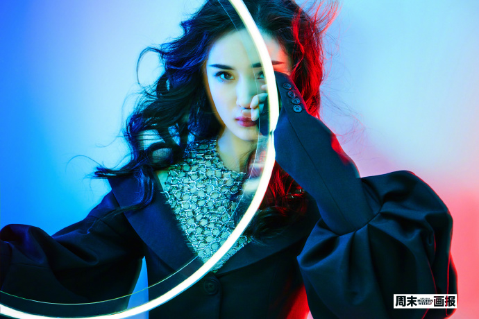 中国美女图片 女明星杨幂西服帅气图片