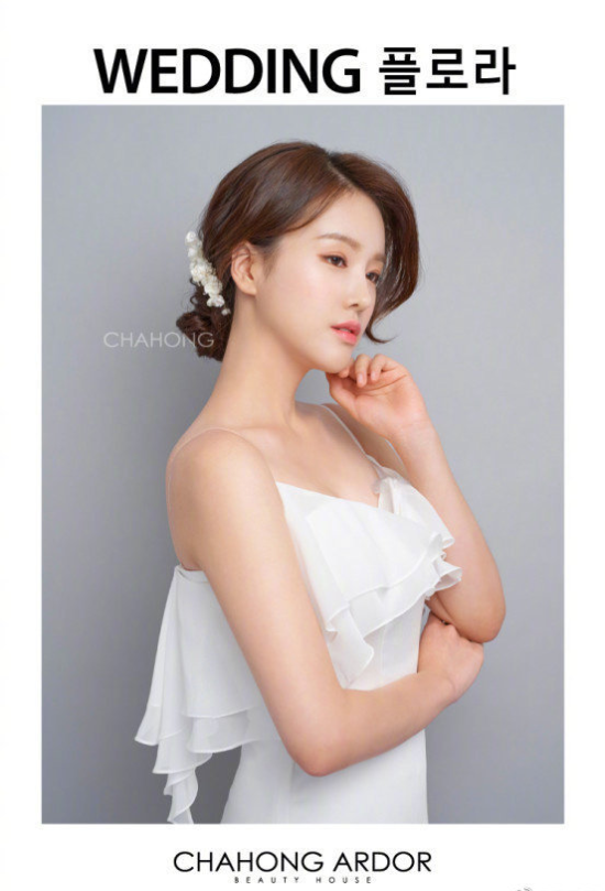韩式婚纱照新娘发型图片