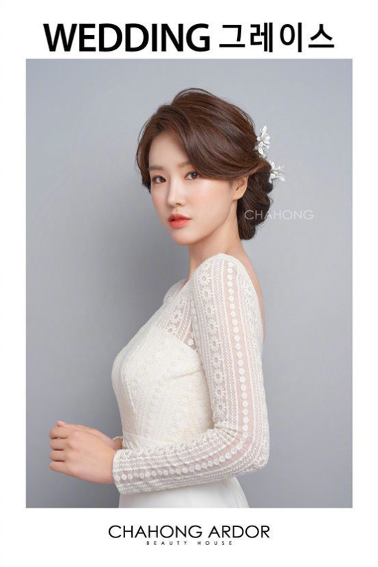 韩式婚纱照新娘发型图片