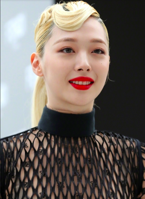 韩国美女图片 女明星崔雪莉身穿渔网透视装出席