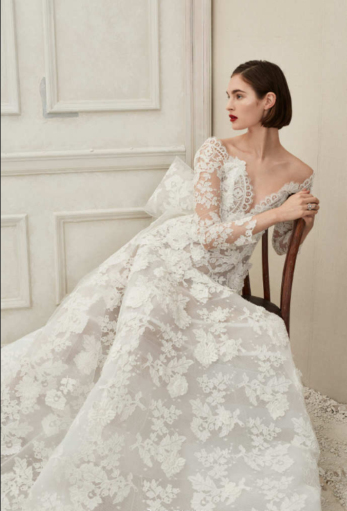 美国婚纱品牌Oscar de la Renta2019白色婚纱图片