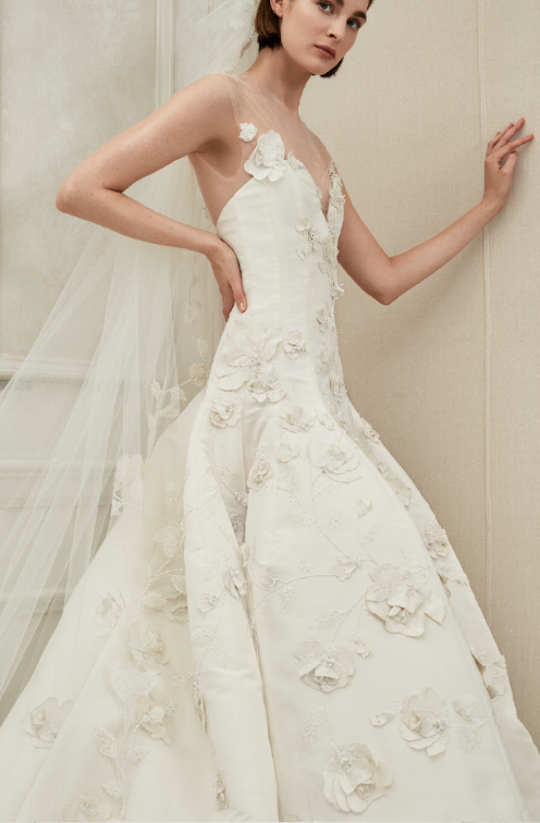 美国婚纱品牌Oscar de la Renta2019白色婚纱图片