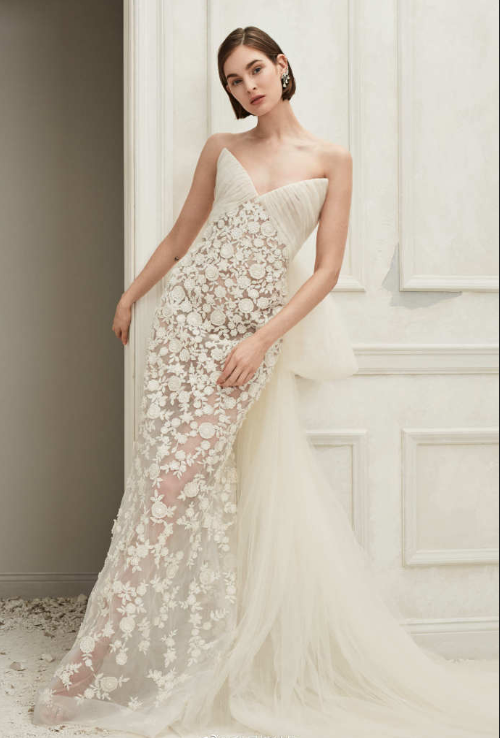 美国婚纱品牌Oscar de la Renta2019白色婚纱图片