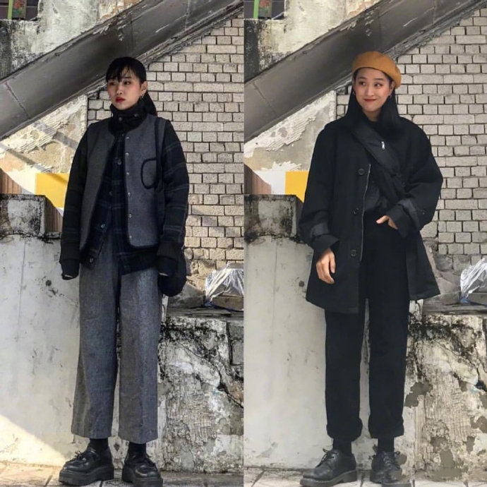 暗色调显瘦秋冬穿搭参考