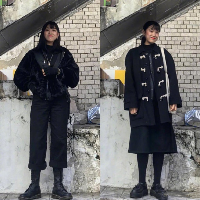 暗色调显瘦秋冬穿搭参考