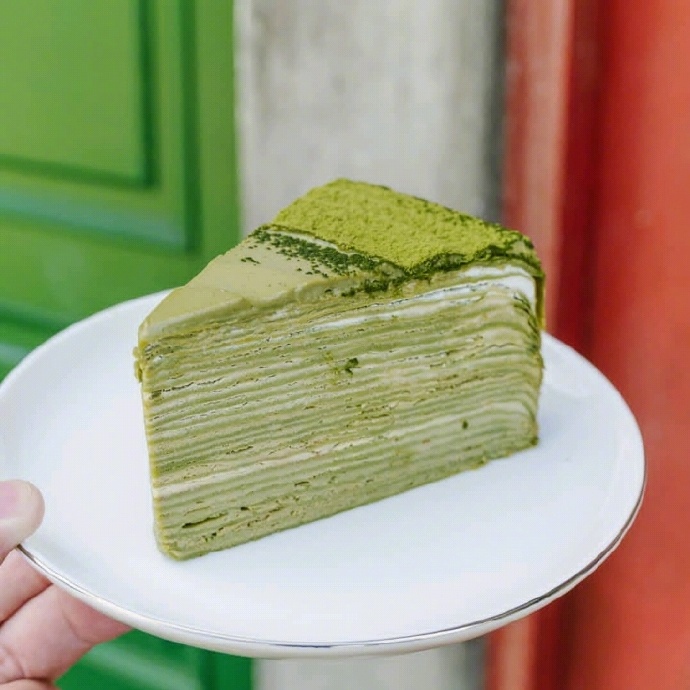 诱人的抹茶味甜点蛋糕图片