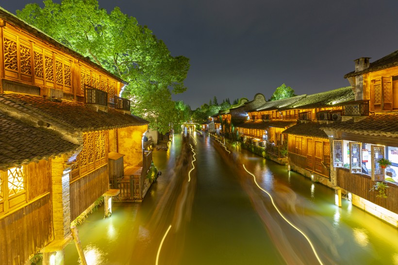 浙江嘉兴乌镇夜景图片