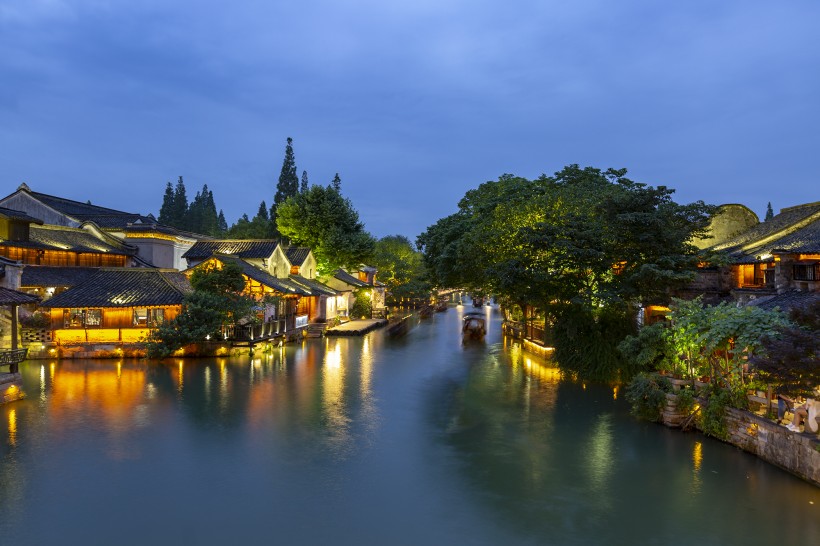 浙江嘉兴乌镇夜景图片
