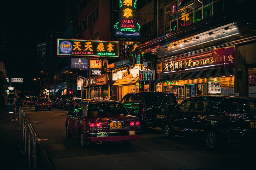 电影里香港街道夜景图片