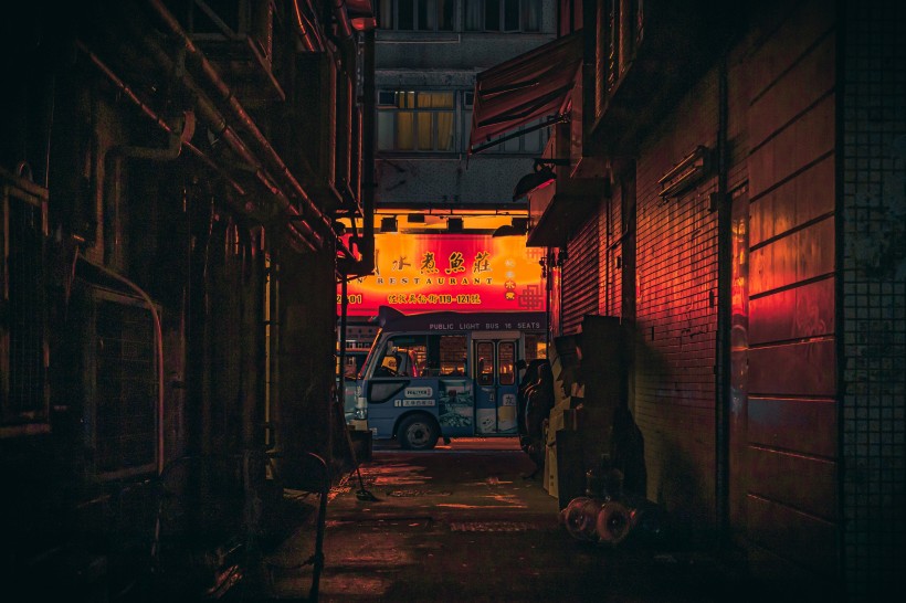 电影里香港街道夜景图片