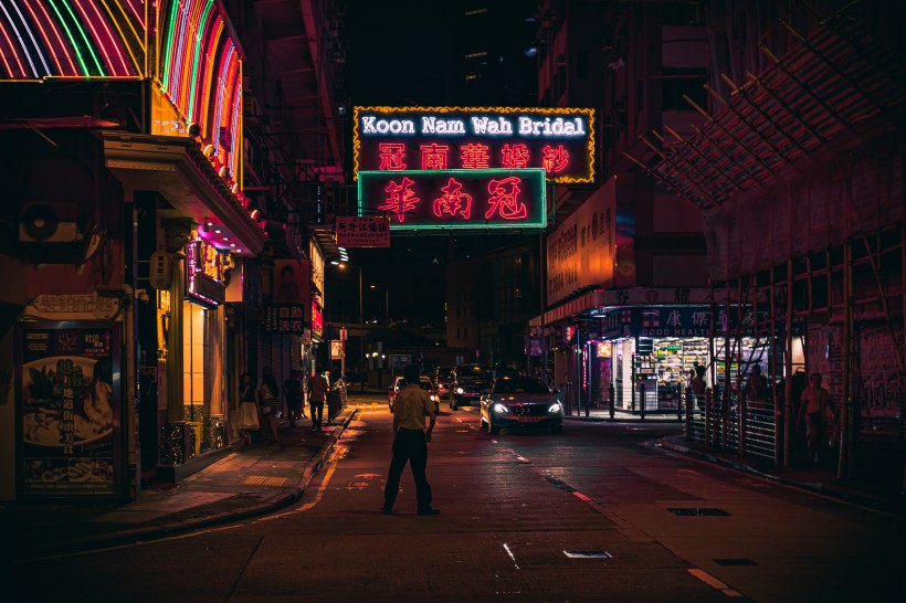 电影里香港街道夜景图片