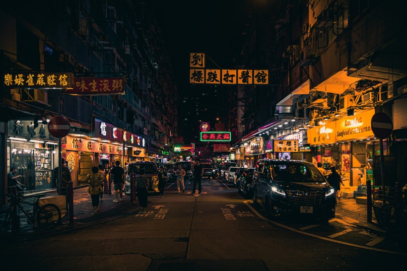 电影里香港街道夜景图片