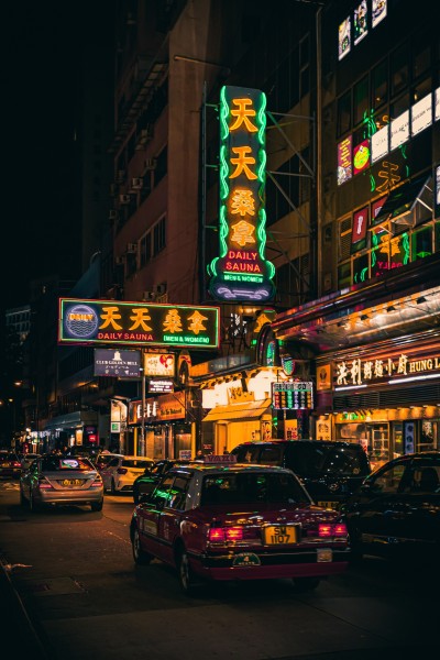 电影里香港街道夜景图片