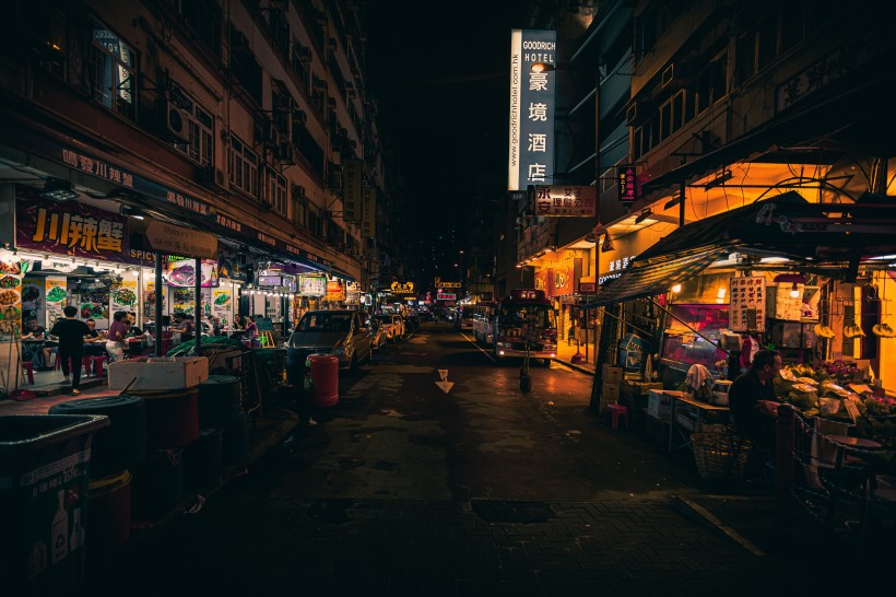 电影里香港街道夜景图片