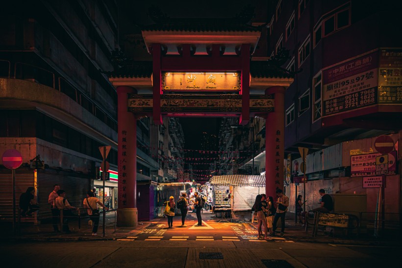 电影里香港街道夜景图片