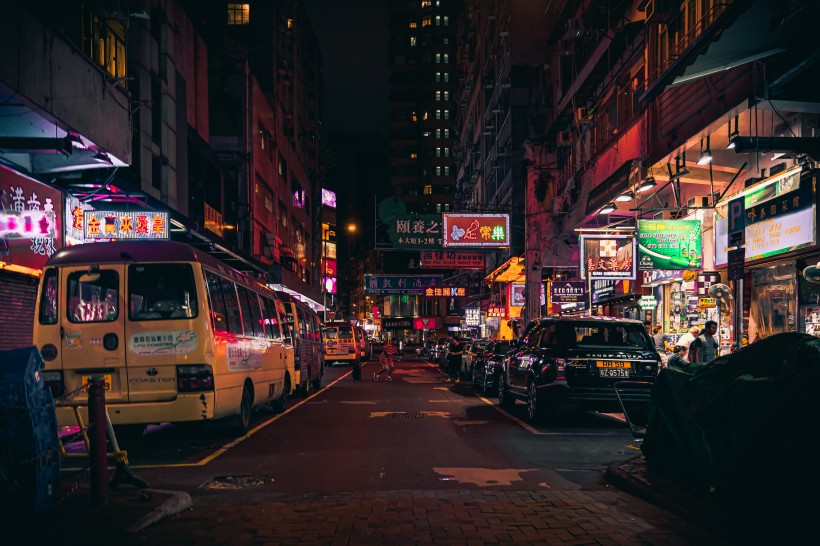 电影里香港街道夜景图片