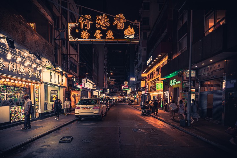 电影里香港街道夜景图片