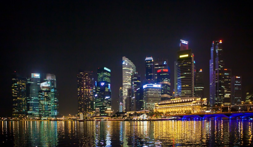 时尚之都新加坡唯美夜景风景图片